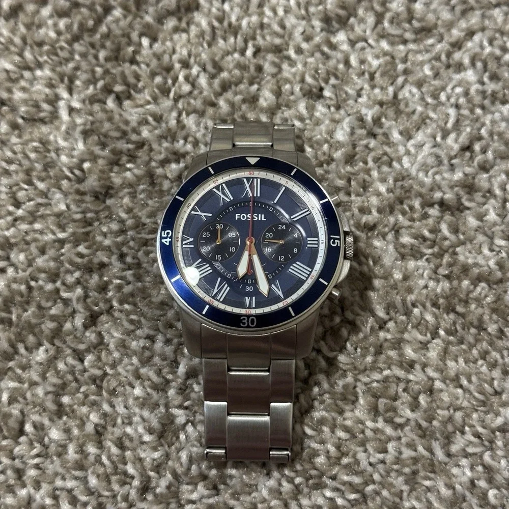 Fossil Men's Sport Tourer Chronograph silver stainless steel watch MINTY READ